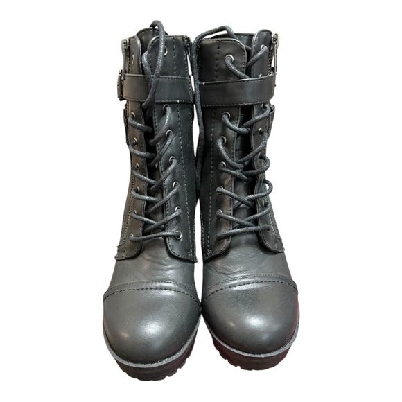 Jameson Black Combat Moto Boots with Rugged Sole and Lace-Up Design size 7 - Picture 3 of 7